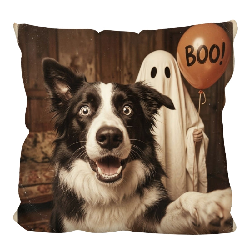 Custom Dog Cat Photo Halloween - Personalized Pillow - Trendy Vintage Spooky Tee for Pet Moms