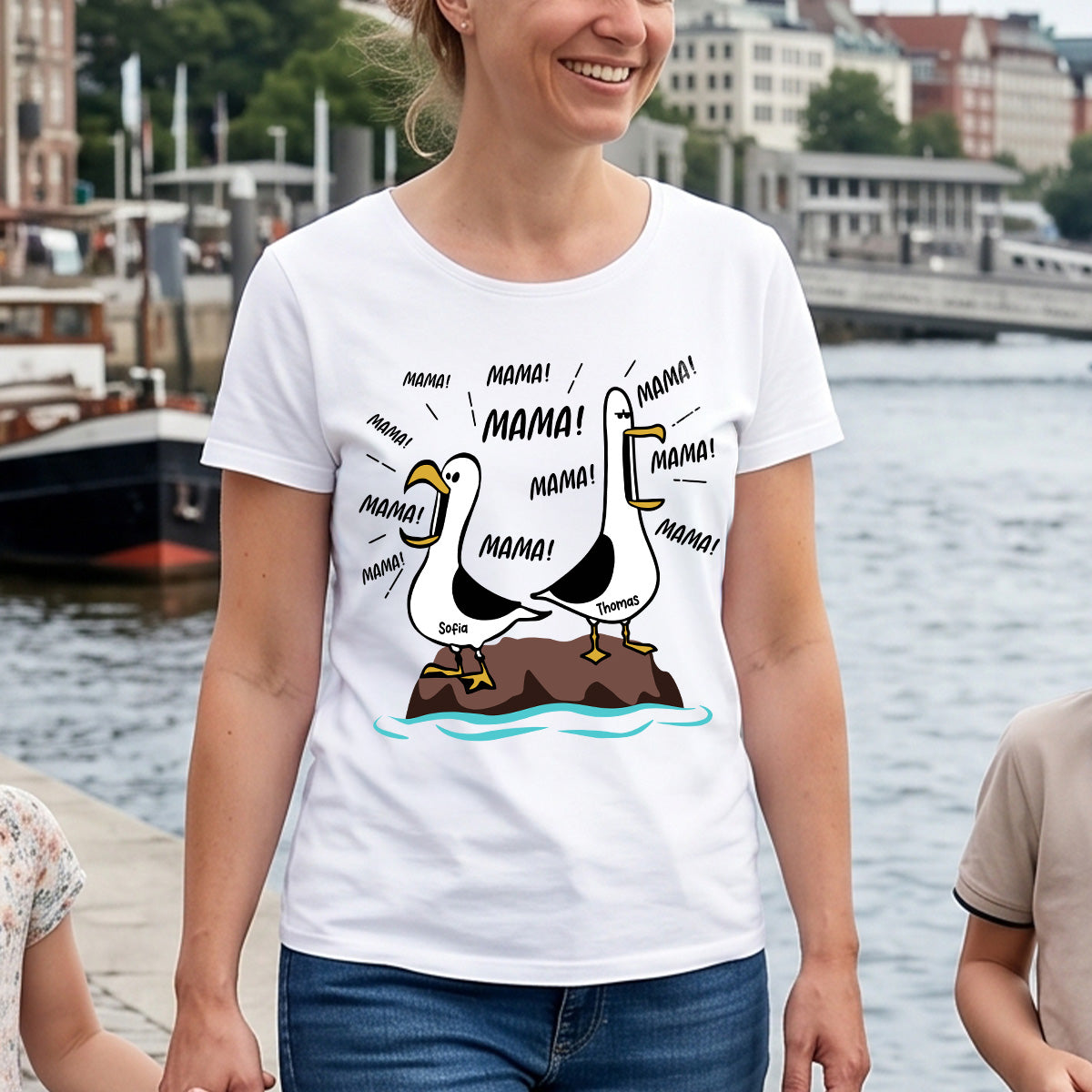 Möwen-Mama Mama! Mama! Mama! - Personalisiertes Shirt - Lustiges Muttertagsgeschenk für Mutter