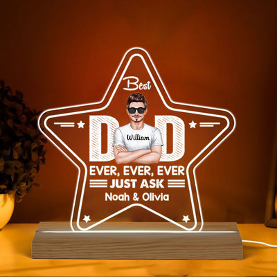 Best Dad Ever Star Shape Personalized Warm Acrylic Custom Shape LED Night Light
