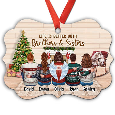 Brothers Sisters Besties Siblings Sitting In House Personalized Christmas Ornament