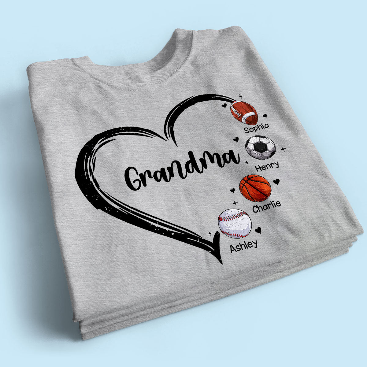 Sport Grandma Mom Heart Personalized Shirt
