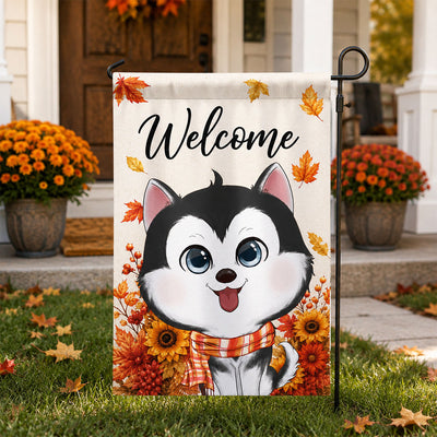 Cute Dogs Welcome - Personalized Garden Flag - Cozy Fall Decor for Dog Lovers
