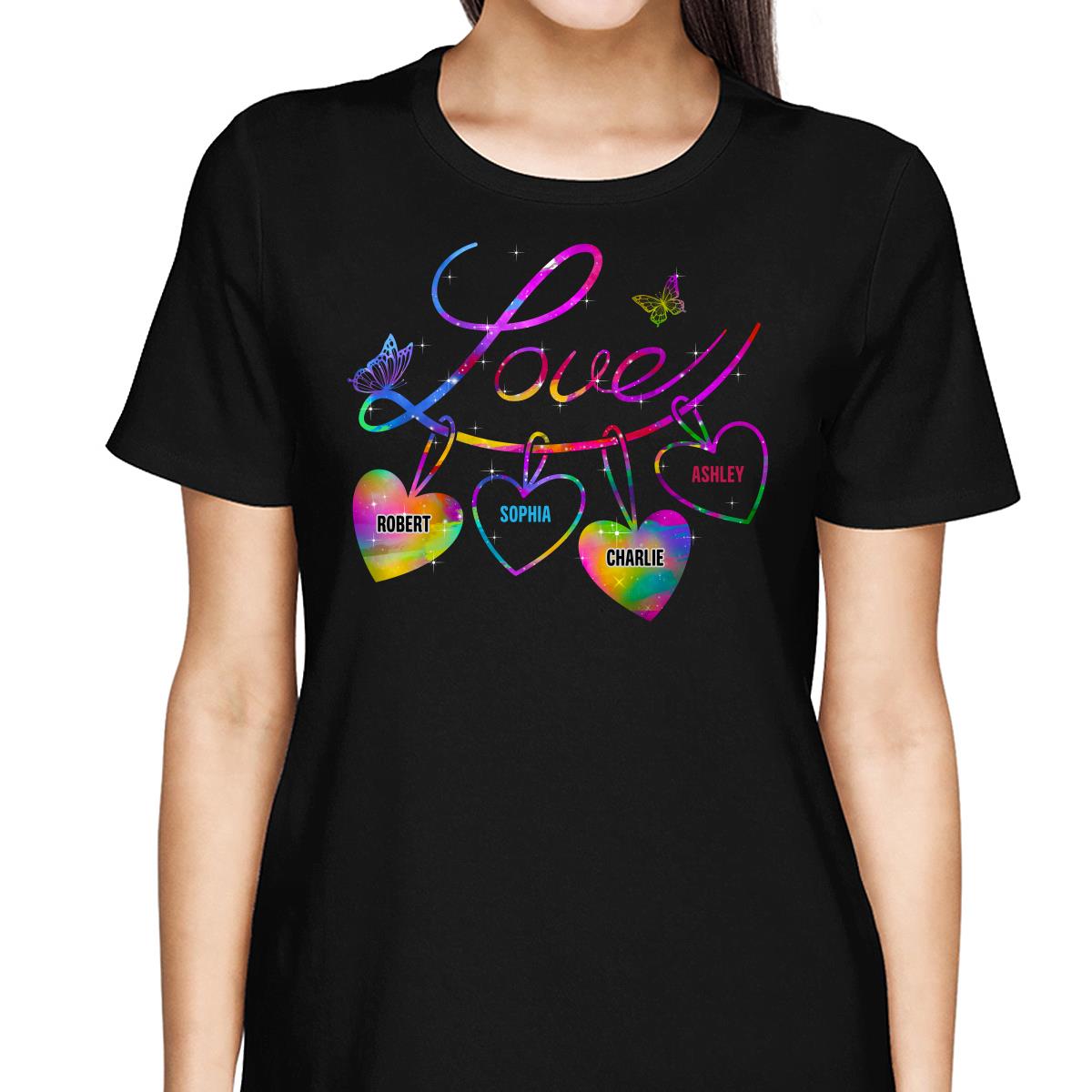 Love Grandma Mom Life Heart Chain Personalized Shirt