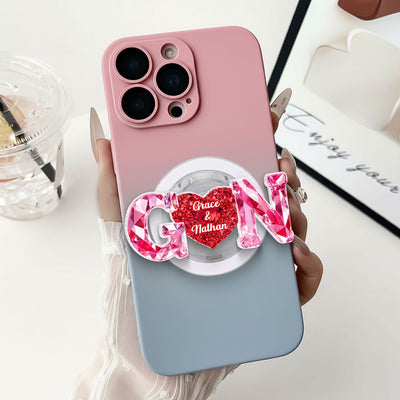 Couple Love Initial - Personalized Acrylic Magnetic Phone Grip - One of a Kind Anniversary Gift for her, for him