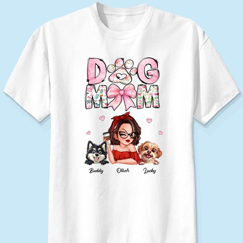 Dog Mom Cartoon Style Woman And Dogs Personalized Shirt, Gift for Dog Lovers