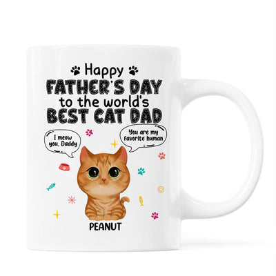 Watercolor Cute Cats Happy Father‘s Day Cat Dad Personalized Mug