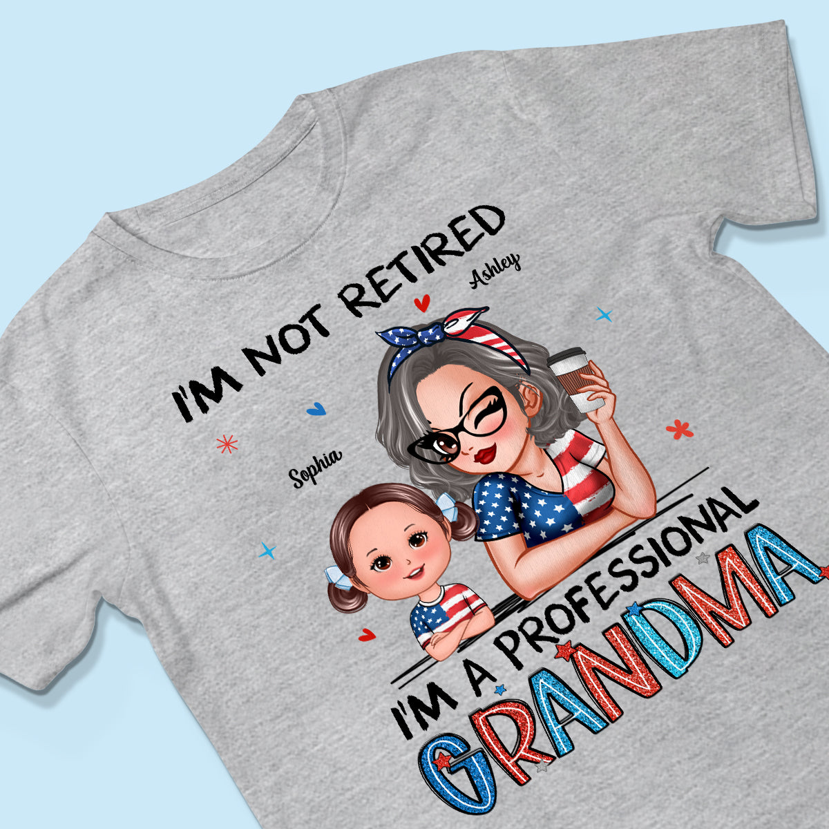 Retired Grandma Nation Flag Personalized Shirt, 4th Of July