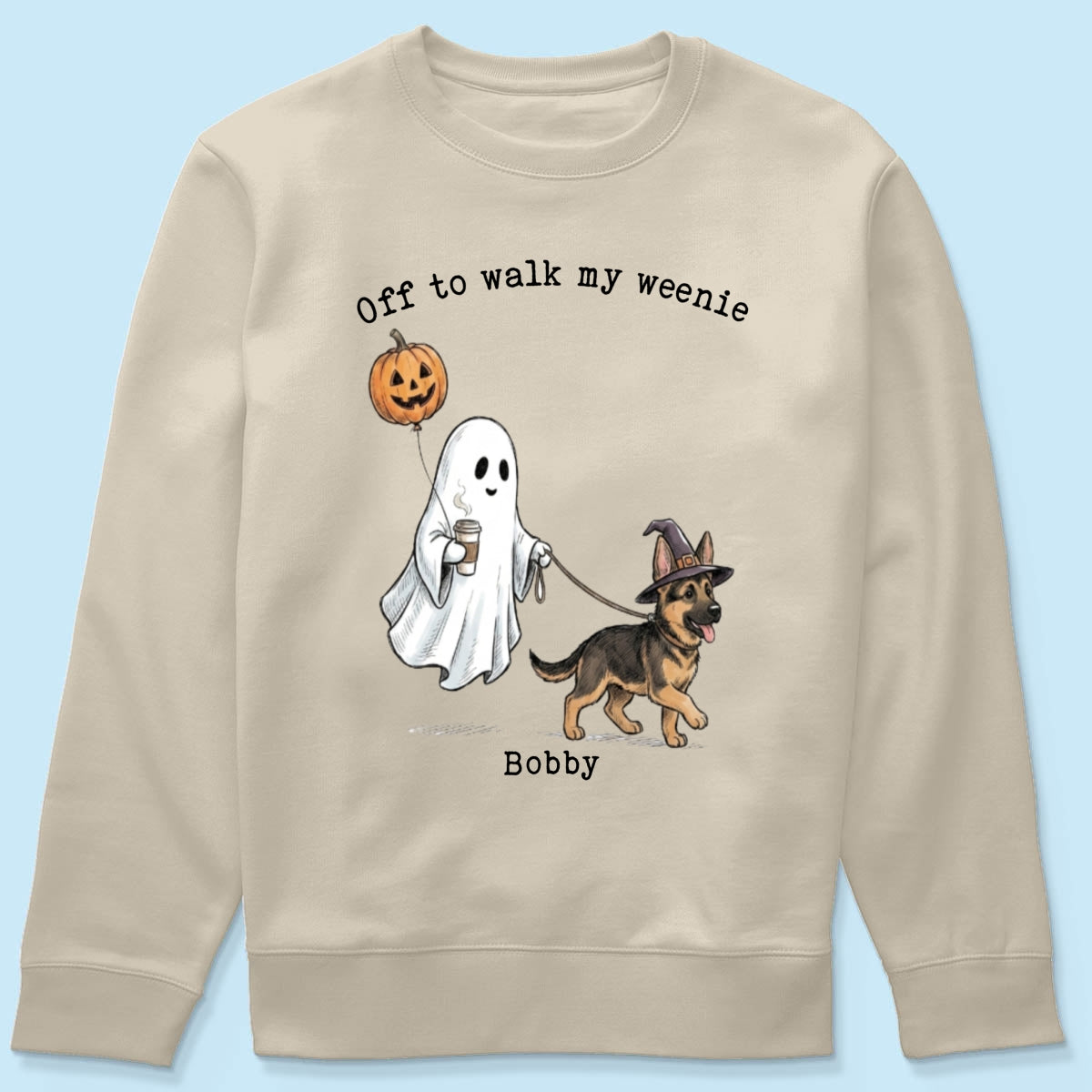 Off to Walk My Dog - Personalized Shirt - Halloween Spooky Ghost Trendy Tee for Dog Moms, Dog Dads