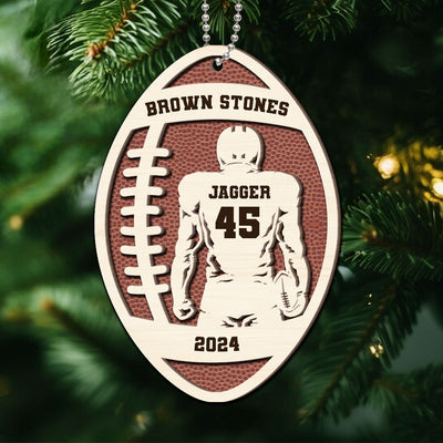 3D Football Player With Name Personalized 2-Layer Wooden Sport Ornament