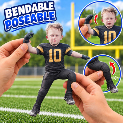 Custom Football Player Doll from Photo - Personalized Poseable Plush Toy, Funny Christmas Gift for Son, Husband, Holiday Keepsake