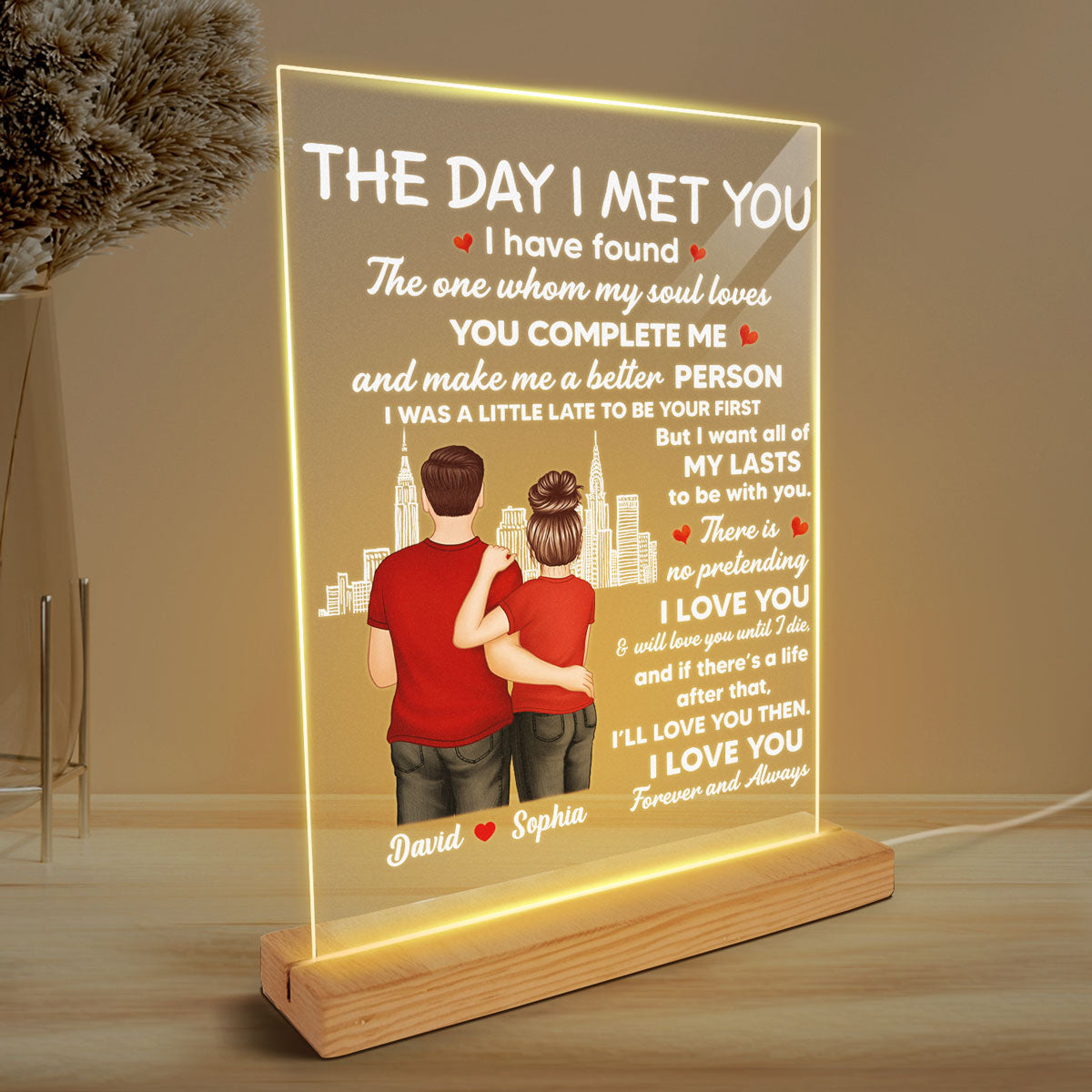 Couple I Met You Personalized LED Night Light, Acrylic LED Lamp