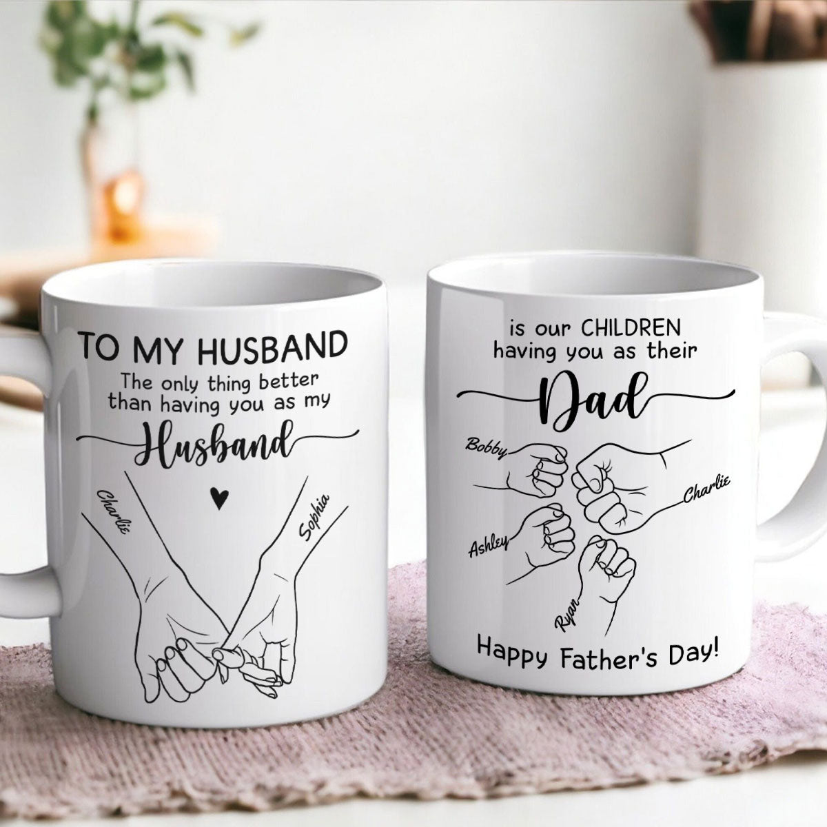 To My Husband Our Children Having You As Their Dad Outline Fist Bumps Personalized Mug