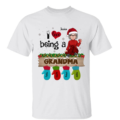 Love Being Grandma Mom Christmas Gloves Kids Names Personalized Shirt