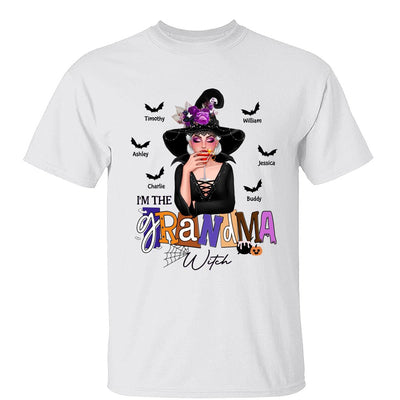 Grandma Mom Witch Bats With Kids Names Halloween Personalized Shirt