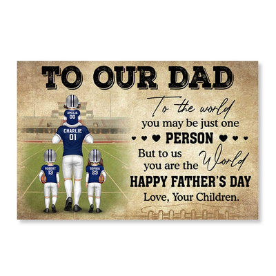 To My Dad American Football Dad Fan Personalized Horizontal Poster
