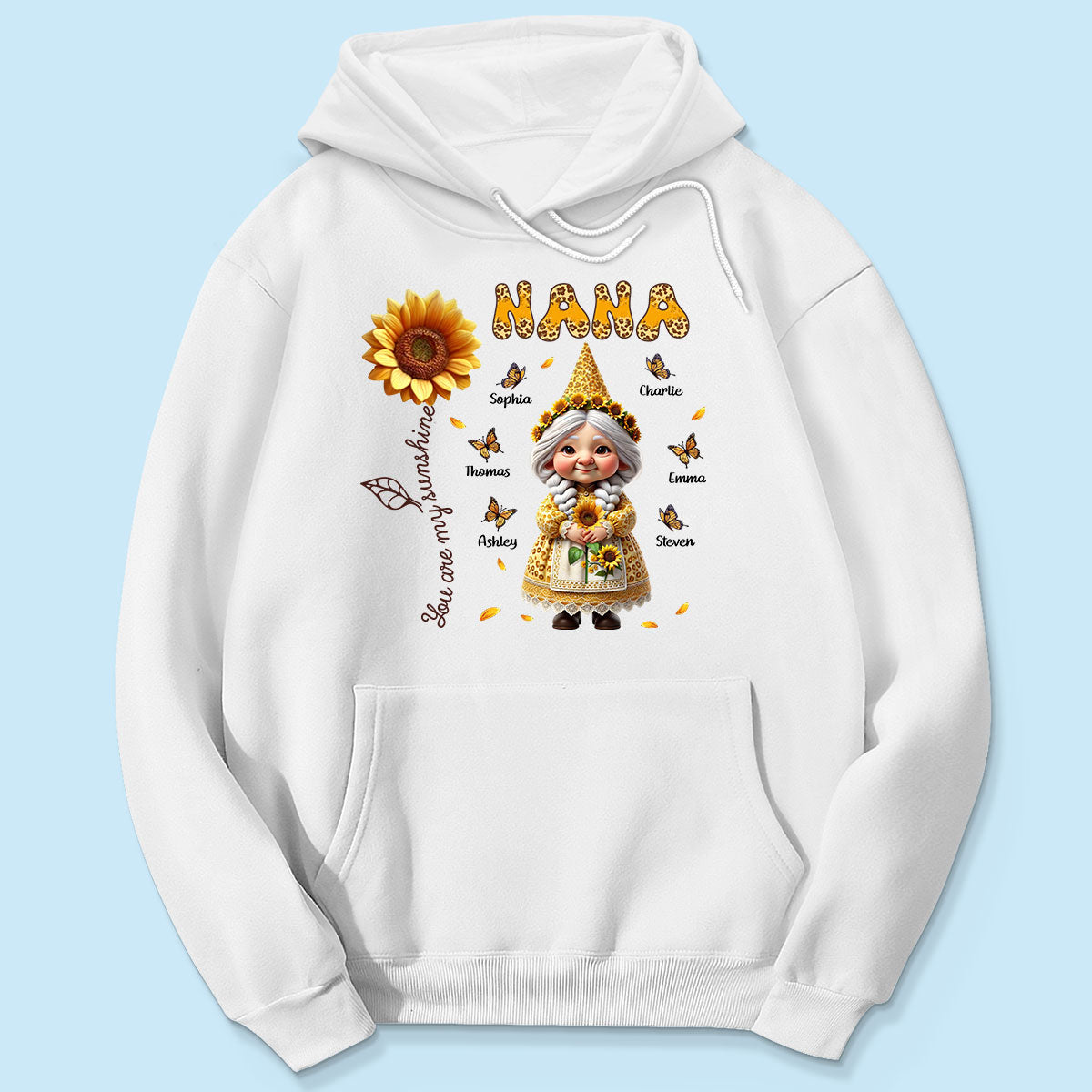 Leopard Sunflower Gnome Grandma Personalized Shirt, Gift For Grandma