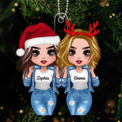 Cool Doll Besties Christmas Gift For Best Friends Sisters Personalized Acrylic Ornament