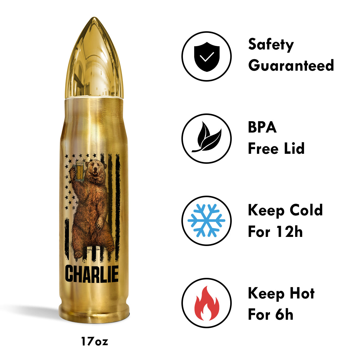It‘s Not A Dad Bod It’s Father Figure Bear Flag Funny Gift For Husband Dad Personalized Bullet Tumbler