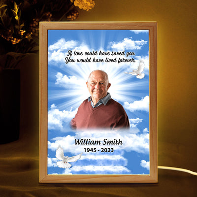 A Big Piece Of My Heart Lives In Heaven, Memorial Sympathy Gift, Personalized Luminous Frame Light Box, LED Night Light