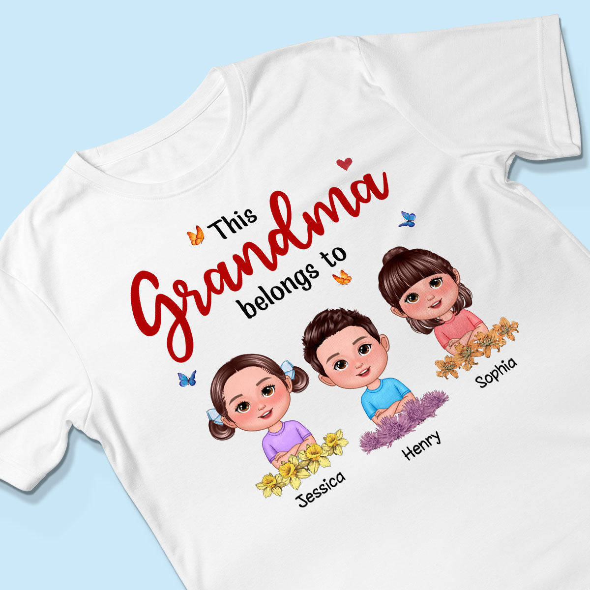 This Grandma Mom Belongs To Birth Month Flowers Cute Kids Personalized Shirt, Gift for Moms, for Grandmas