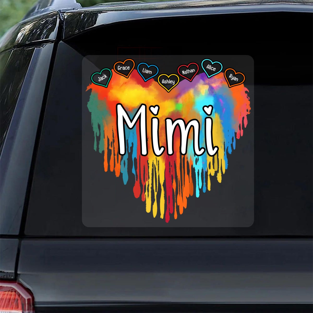 Grandma Melting Colorful Heart Personalized Decal