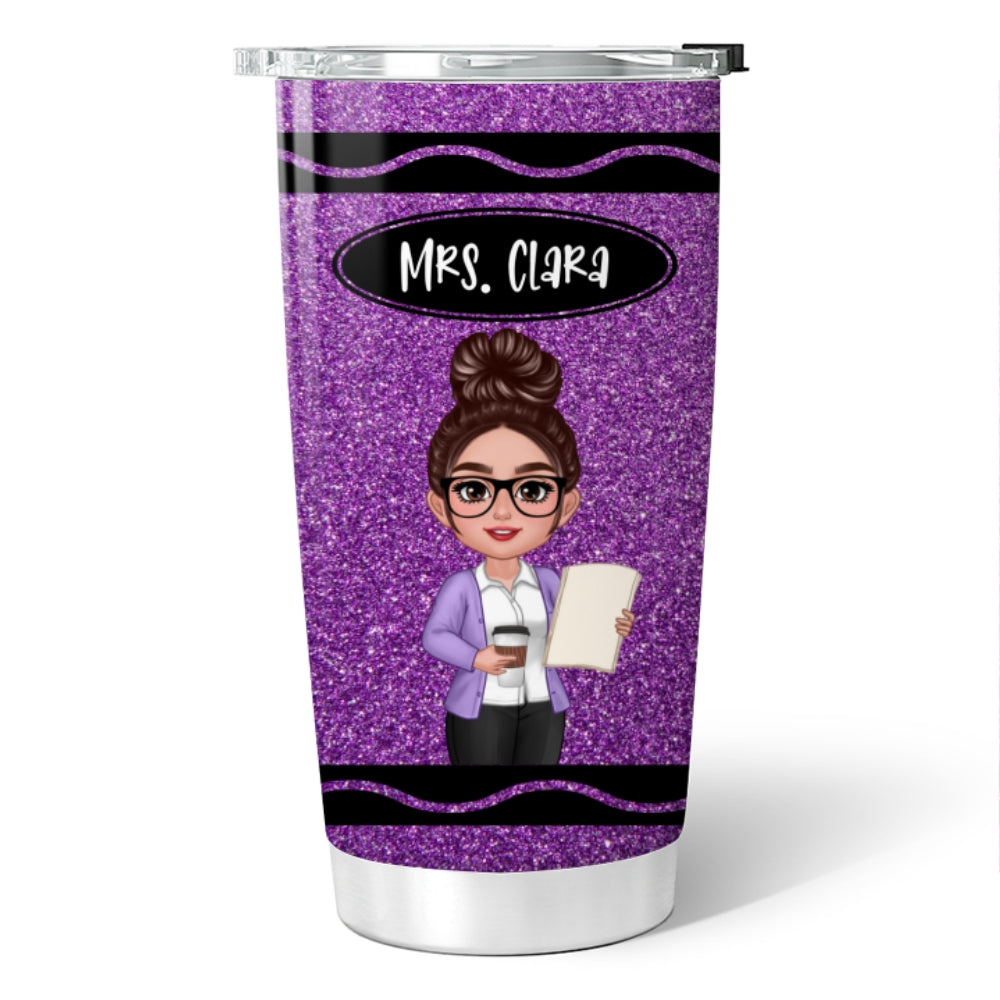Teacher Crayon Personalized Tumbler| Back To School Gift For Teacher (Not Real Glitter)
