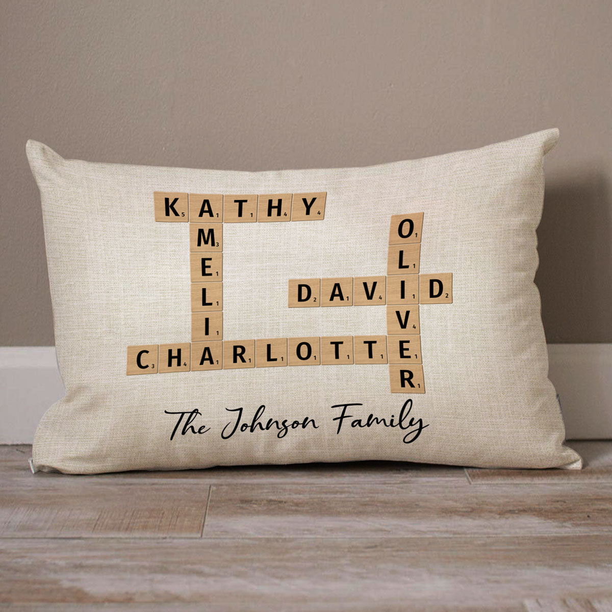 Family Crossword Puzzle Art Family Bond Personalized Rectangle Pillow