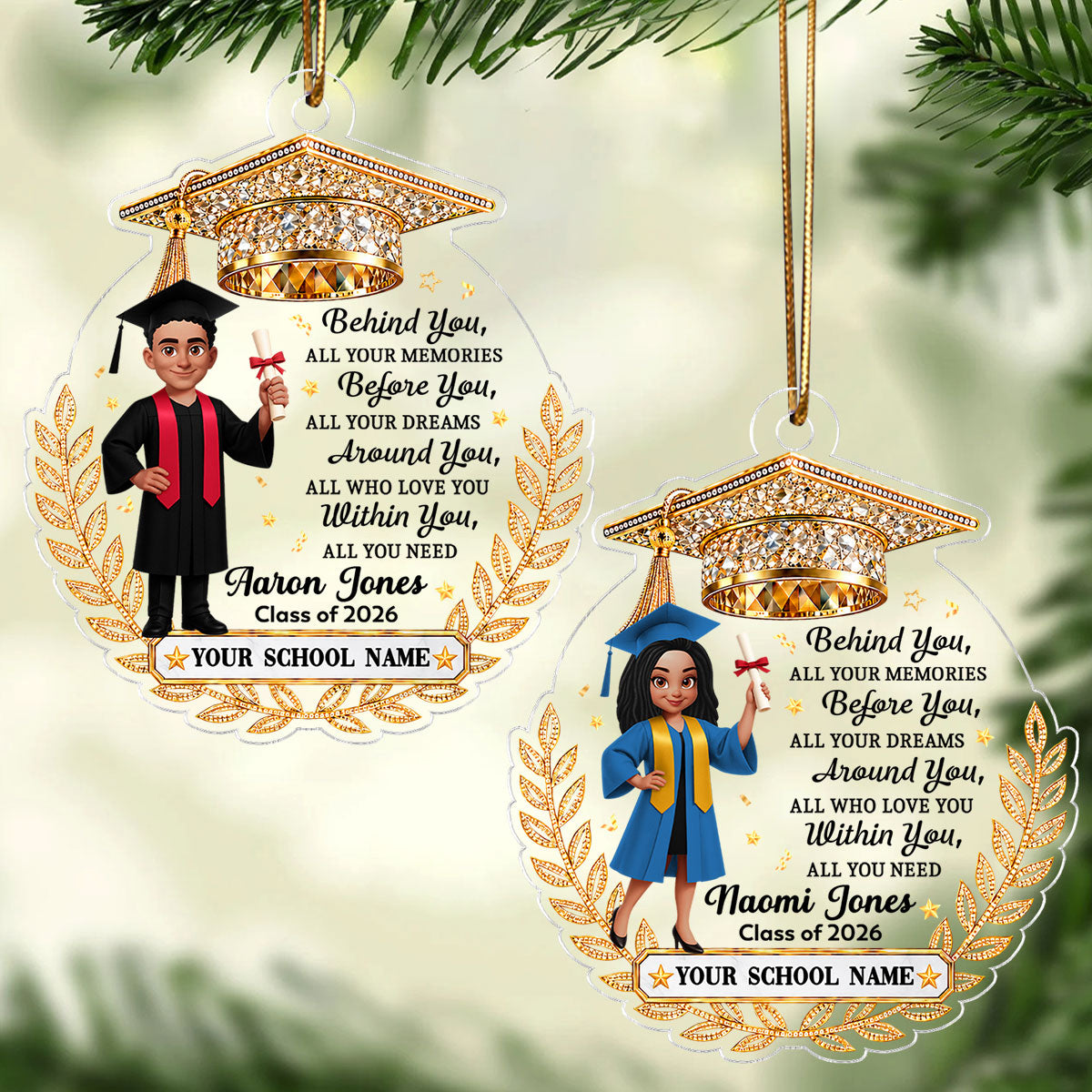 Before You All Your Dreams Graduation - Personalized Acrylic Ornament - Christmas Gift, Graduation Gift For Graduates, Daughter, Son, Granddaughter, Grandson