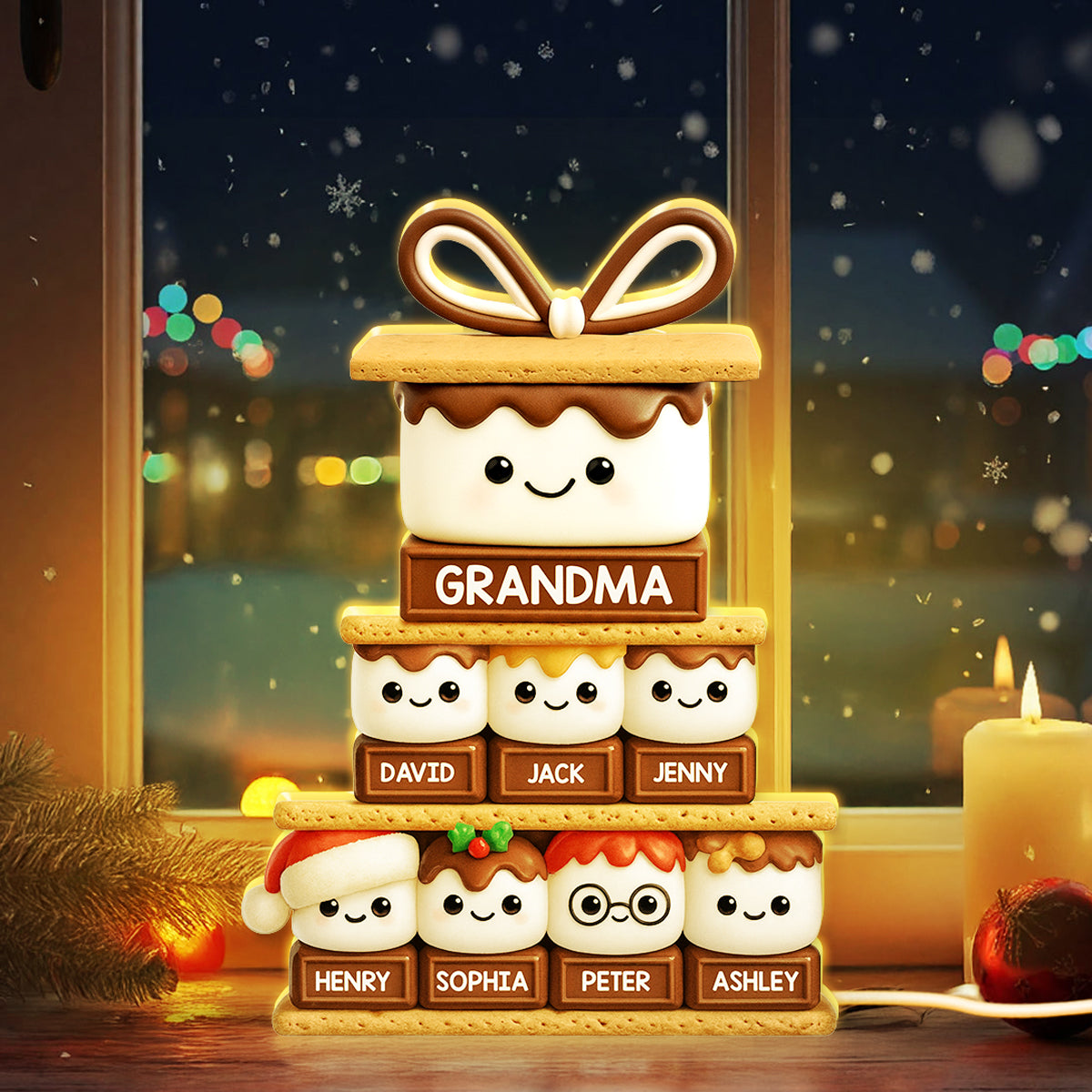 3D Effect Happy Smores Grandma Grandkids - Personalized Light Box - Christmas Gift For Grandmas