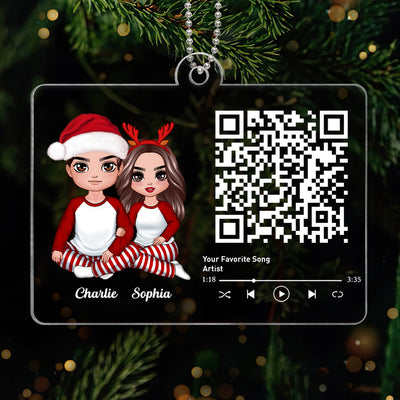 Custom Couple Song Scannable QR Code Personalized Christmas Acrylic Ornament