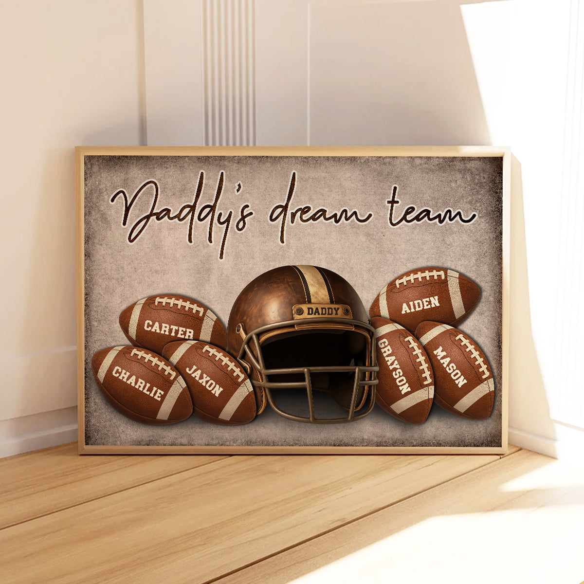 Football Dad Family Names Personalized Poster, Father's Day gift