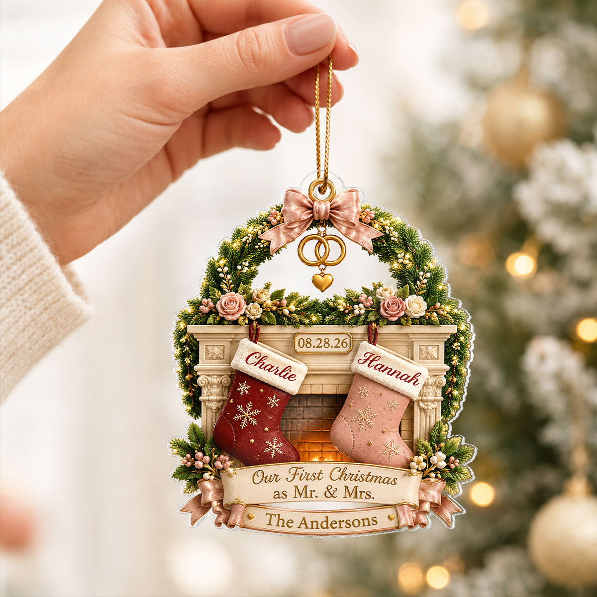 Our First Christmas As Mr And Mrs - Personalized Acrylic Ornament - Christmas Gift For Couple
