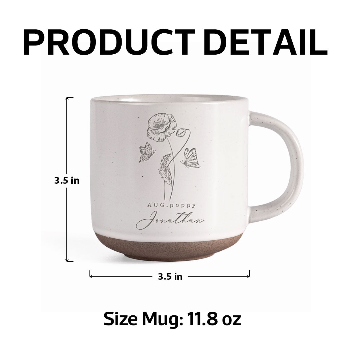 Custom Family Birth Flowers Personalized Engraved Pottery Mug, Birthday Christmas Gift for Mom, Grandma, Dad, Daughter