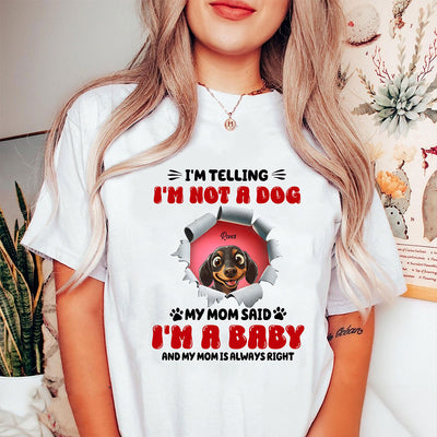 I'm Telling You I'm Not a Dog Funny Cartoon Peeking Dog Personalized Shirt, Gift for Dog Moms