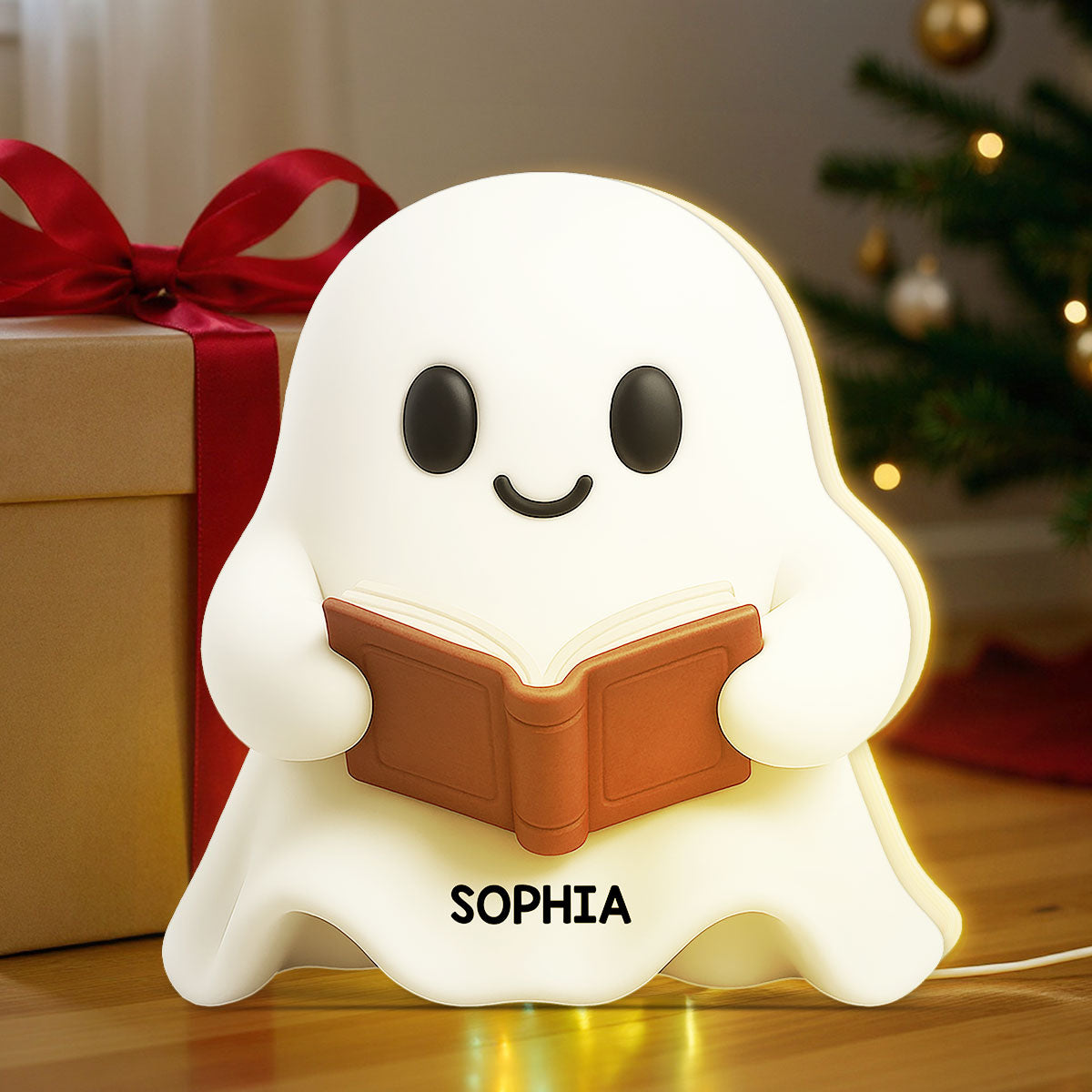 Halloween Boo Ghost Reading Book - Personalized Light Box - Gift For Book Lovers