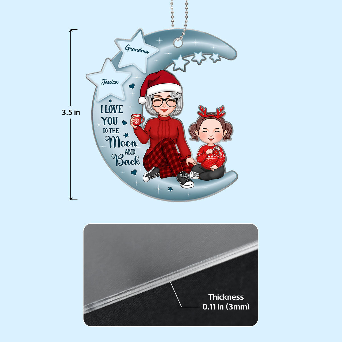 Love You To The Stars Cute Grandma Grandkid Sitting Personalized Acrylic Ornament