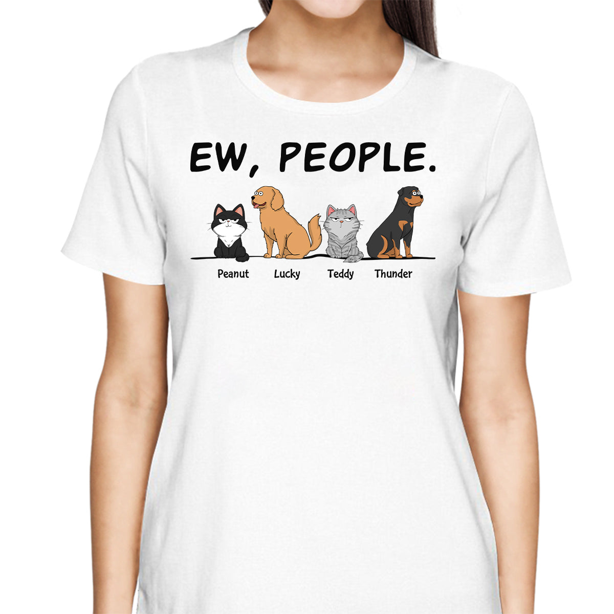 Ew People Funny Dogs Cats Cartoon Personalized Shirt