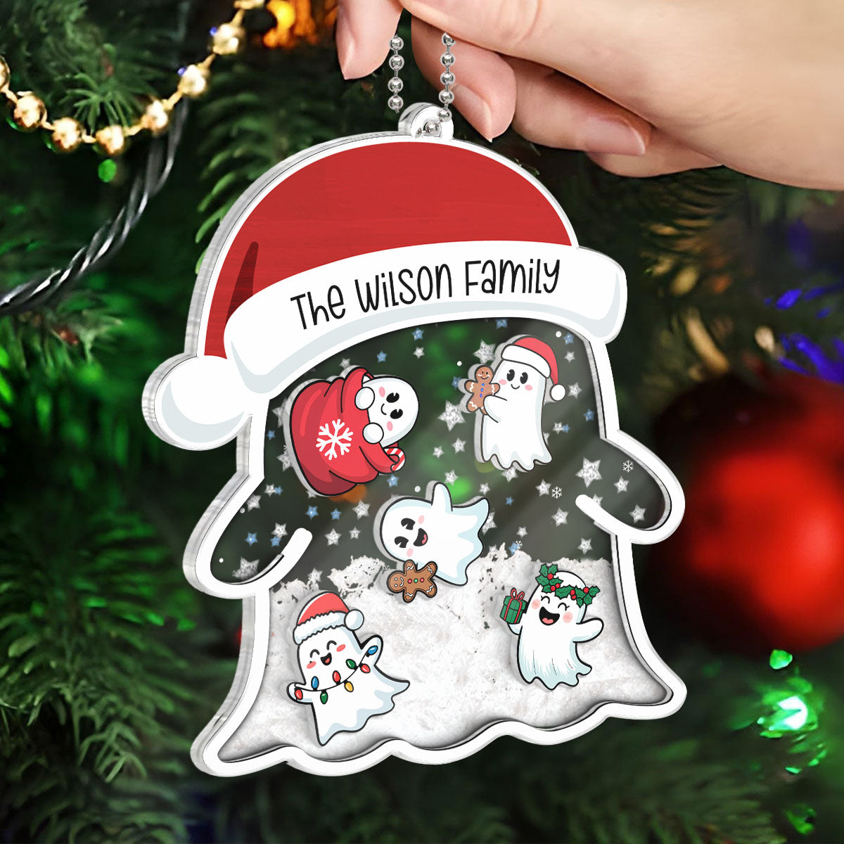 Christmas Ghost Family Personalized Shaker Ornament