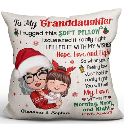 Doll Grandma Hugging Kid Christmas Gift For Granddaughter Grandson Personalized Pillow