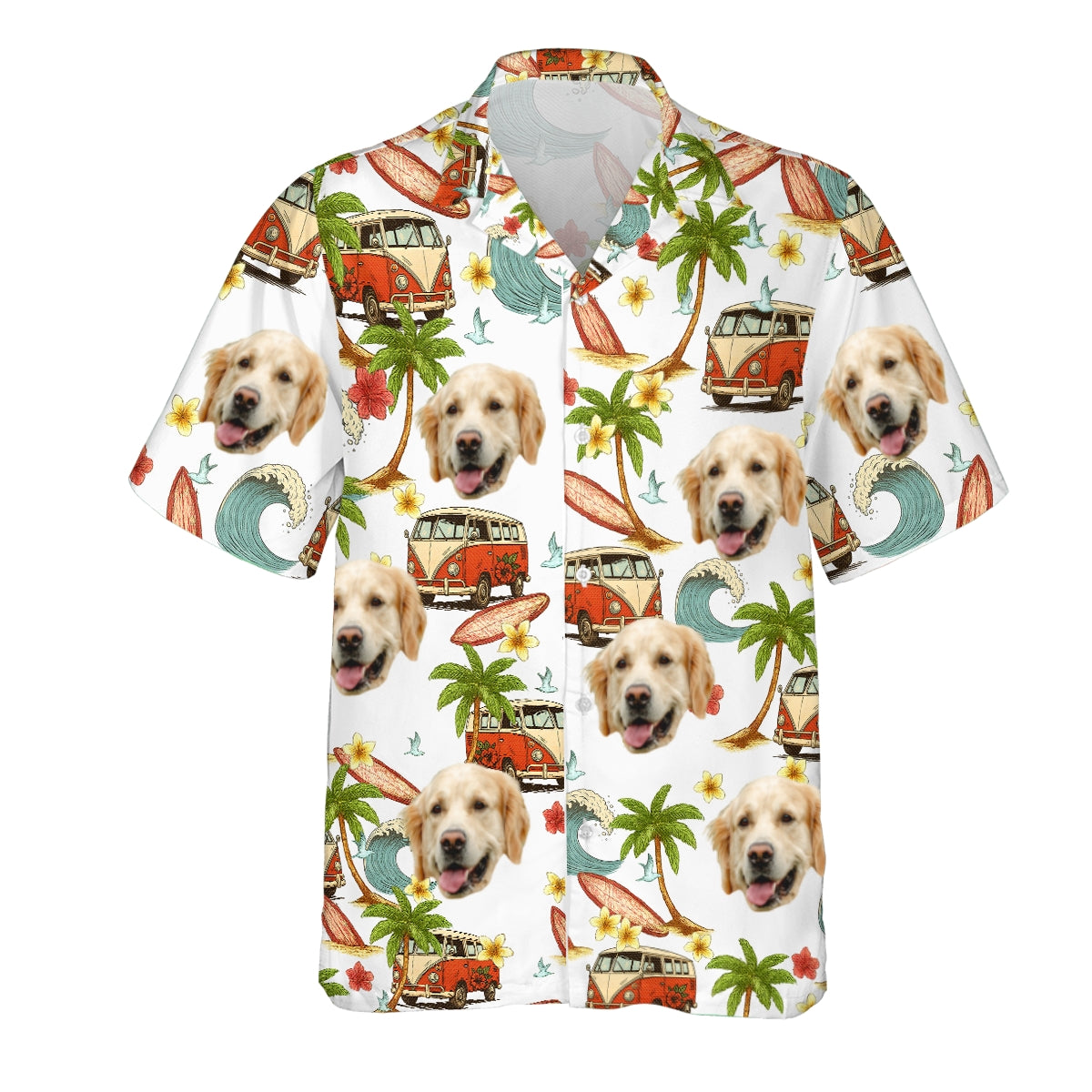 Summer Vibe Pattern Custom Dog Cat Face Personalized Hawaiian Shirt