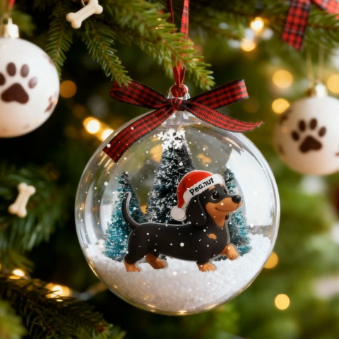 Dog Christmas Dachshund Wiener Wonderland - Personalized Snow Globe Ornament
