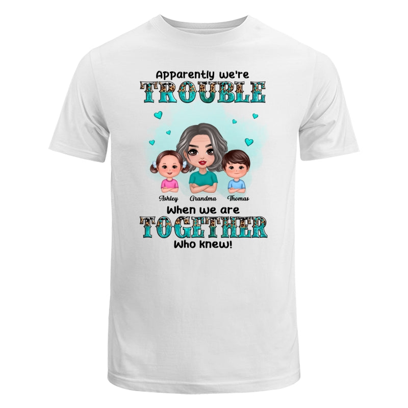 Teal And Leopard Doll Grandma Grandkids Trouble Together Personalized shirt