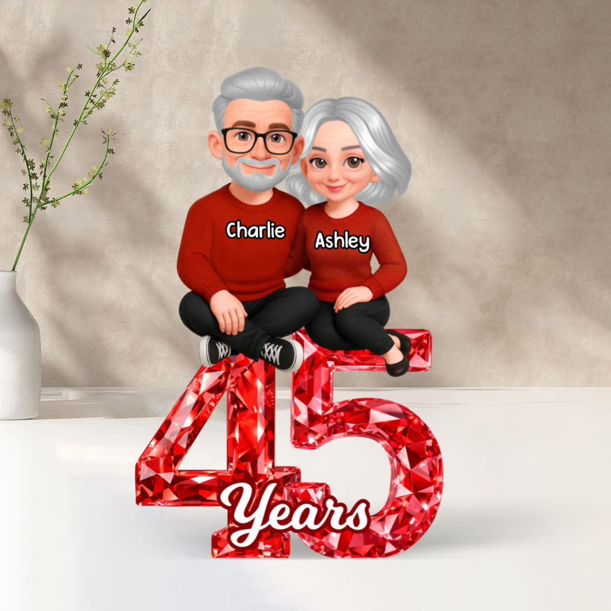 Couple Sitting Anniversary Date 3D Crystal Effect - Personalized Acrylic Block Plaque - Sentimental Gift for Her, Gift for Him