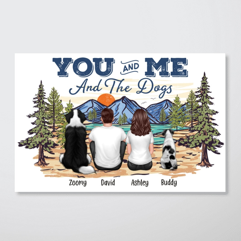 Couple Sitting You & Me And The Dogs Personalized Poster