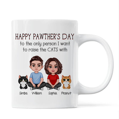 Happy Pawther‘s Day To The Person I Want To Raise A Dog Cat With Crossed Legs Couple Personalized Mug, Father‘s Day Gift For Dog Cat Dad