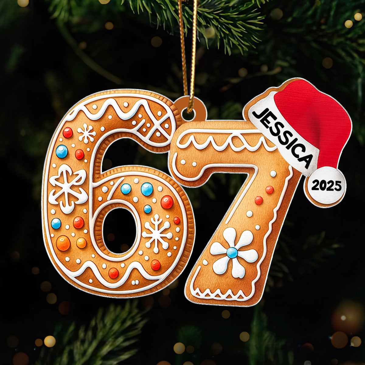 Custom Six Seven - Personalized Acrylic Ornament - Teen Slang Funny Tree Decor, Funny Teen Grandkid Gift