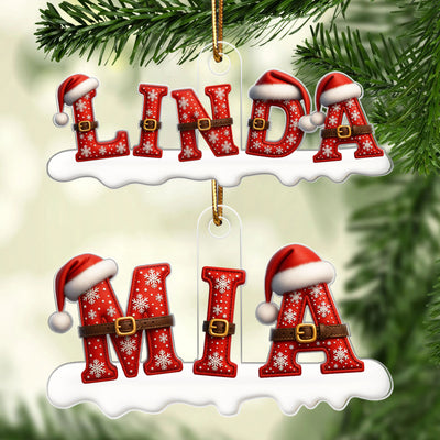 Santa Alphabet Custom Name - Personalized Acrylic Ornament - Christmas Tree Decor