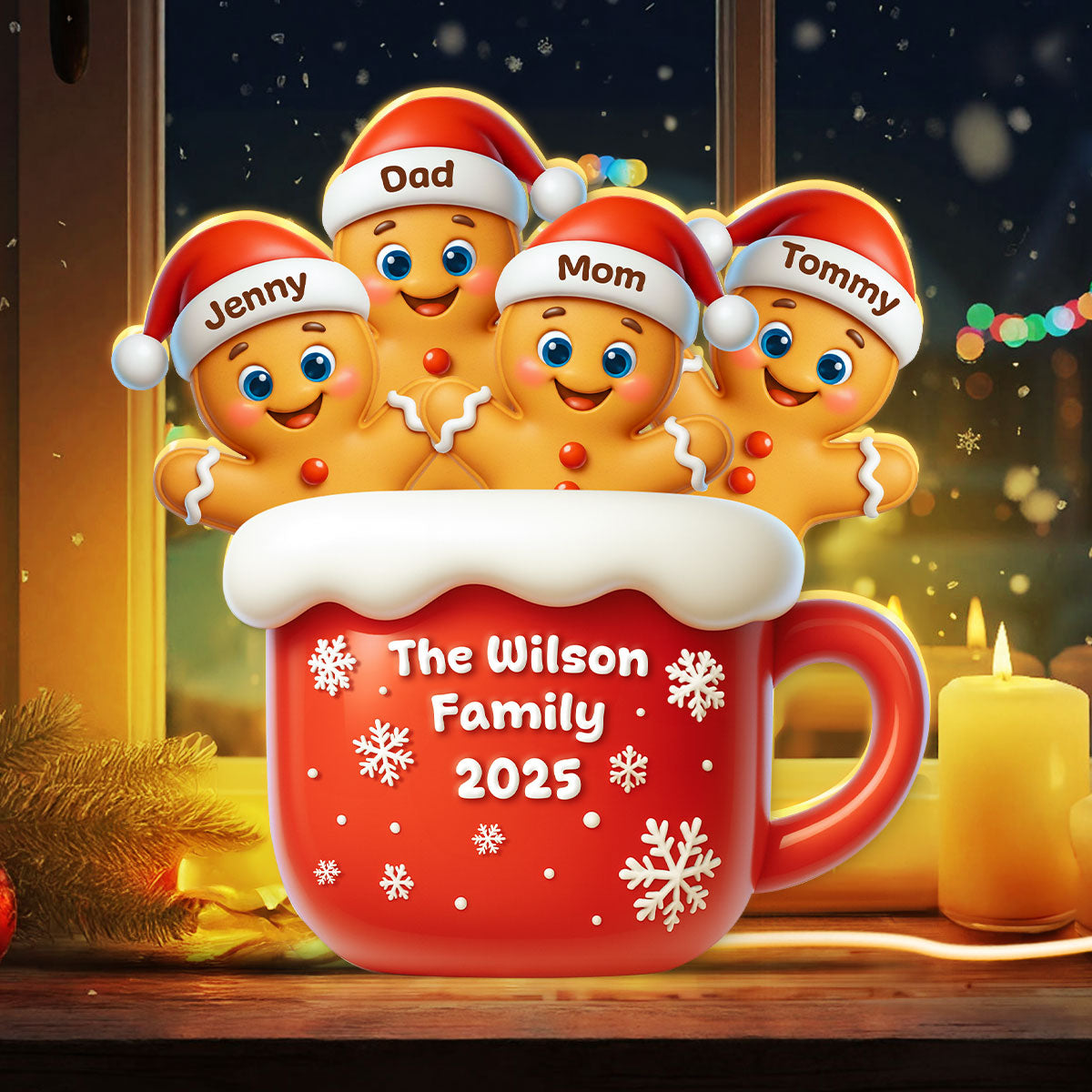 Family Gingerbread - Personalized Light Box - Heartwarming Festive Christmas Decor