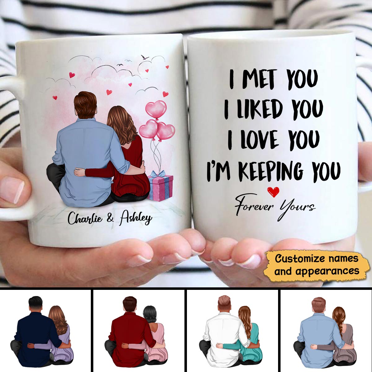 Sitting Back View Couple I Met You I Love You I‘m Keeping You Personalized Mug