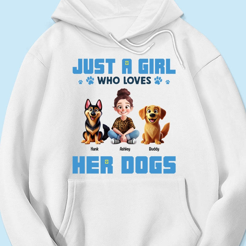 Animation Cartoon Just A Girl Who Loves Her Dogs Personalized Shirt, Gift For Dog Lovers